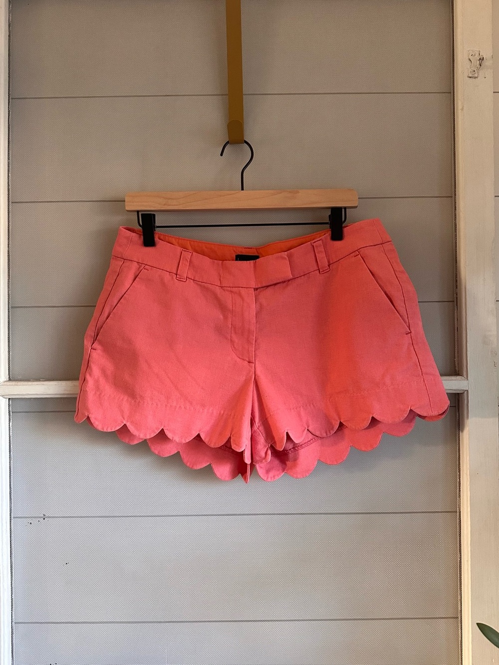 J by J Crew Scalloped Hem Coral Pink Shorts